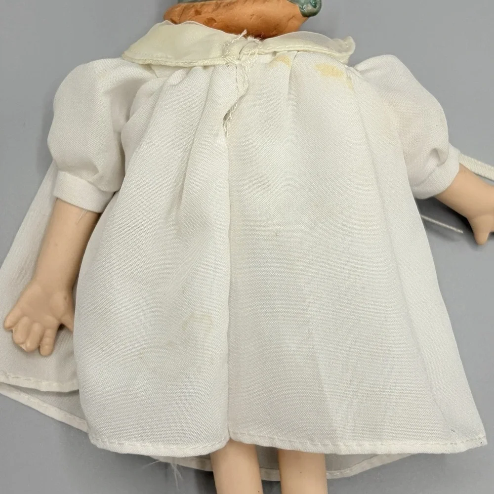 Vintage Bisque And Clothe Doll German Taiwan Circa 1990s Handmade Cotton 8